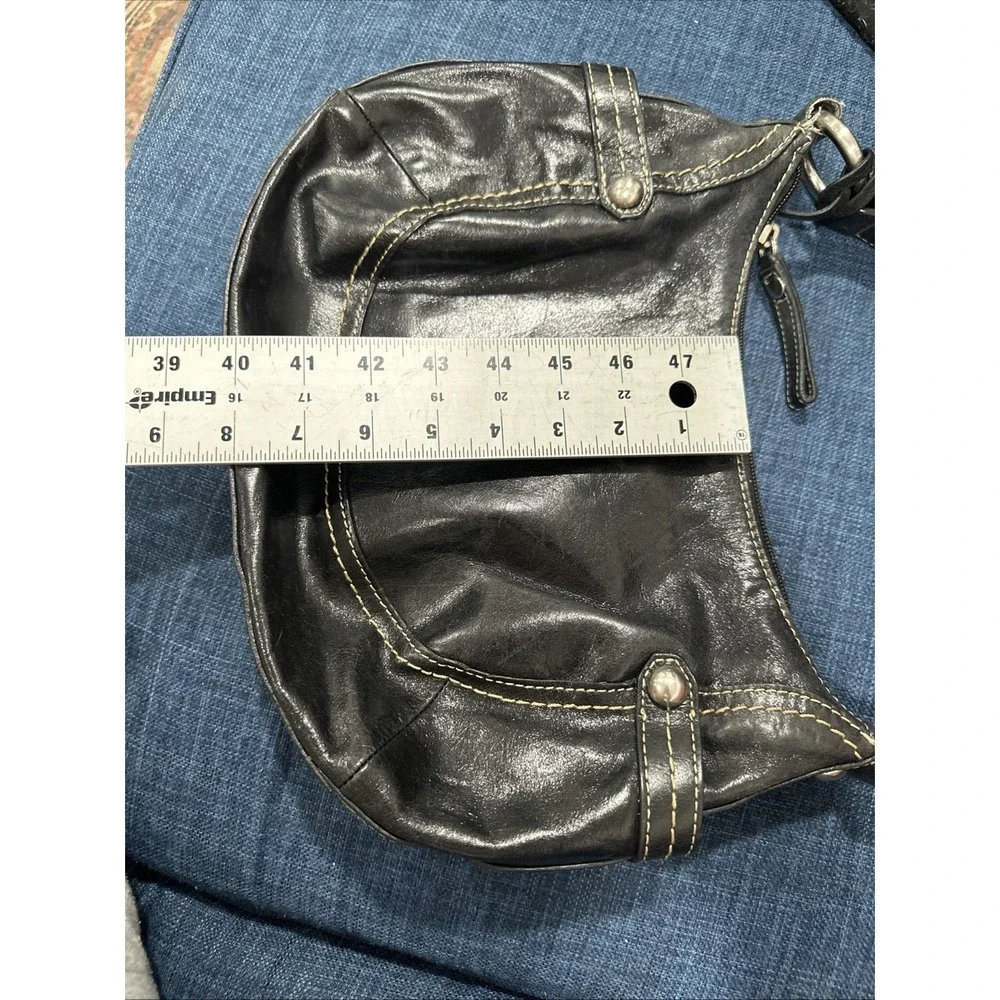 FOSSIL Medium Black Leather Hobo Handbag Shoulder Bag Purse 75082